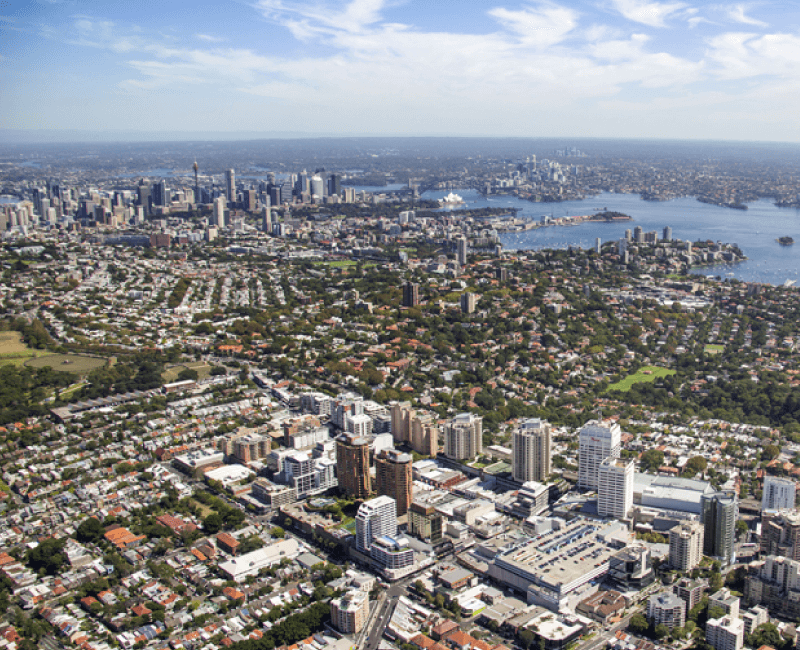 Aerial Bondi Junction NSW 2022, Australia metal roof contractors sydney